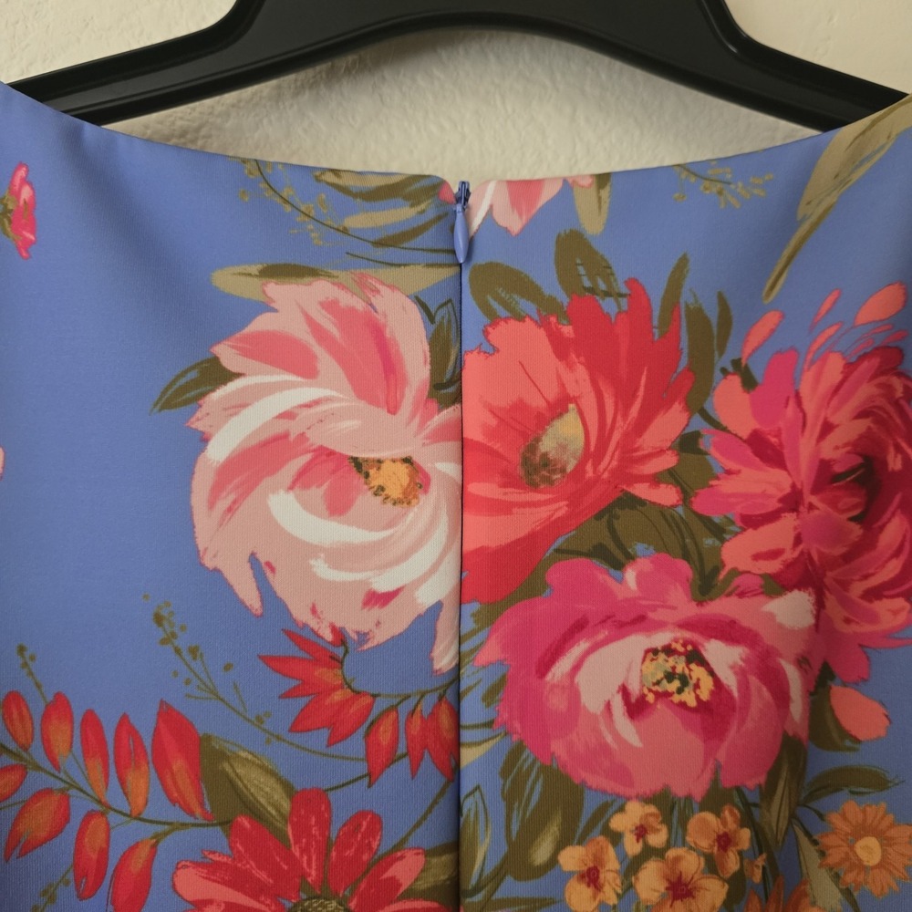 Vince Camuto Floral Dress Women Sz 14 Scuba Knit Zip Pockets Garden Fairy Forest - Picture 6 of 12